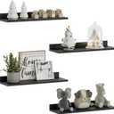 WOPITUES Floating Shelves, Wall Mounted Shelves for Room Decor, Modern Display Shelf for Bedroom, Sturdy Bathroom Storage Shelves, Book Shelves for Living Room, Black Small Corner Shelves, Set of 4
