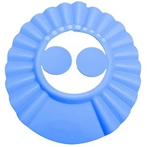 Shower Cap Bathing Cap | with Earshield Soft Adjustable Visor Hat Safe Shampoo Shower Bathing Protection Bath Cap for Elderly, Pregnant and the Disable Patient (BLUE)