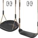 SELEWARE 2 Pack Heavy Duty Plastic Swing Seats with Adjustable Rope & Quick Connect, Replacement Swing Set Accessories for Kids and Adults, Indoor/Outdoor Backyard Playground Tree Swing, Black