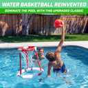 GoSports Splash Hoop 360 Floating Pool Basketball Game - Choose Red or Blue - Includes Hoop, 2 Balls and Pump