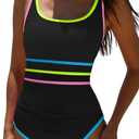 popvil One Piece Swimsuit Tummy Control Womens Bathing Suits Modest Curvy Neon Sexy Sport Swimwear, M