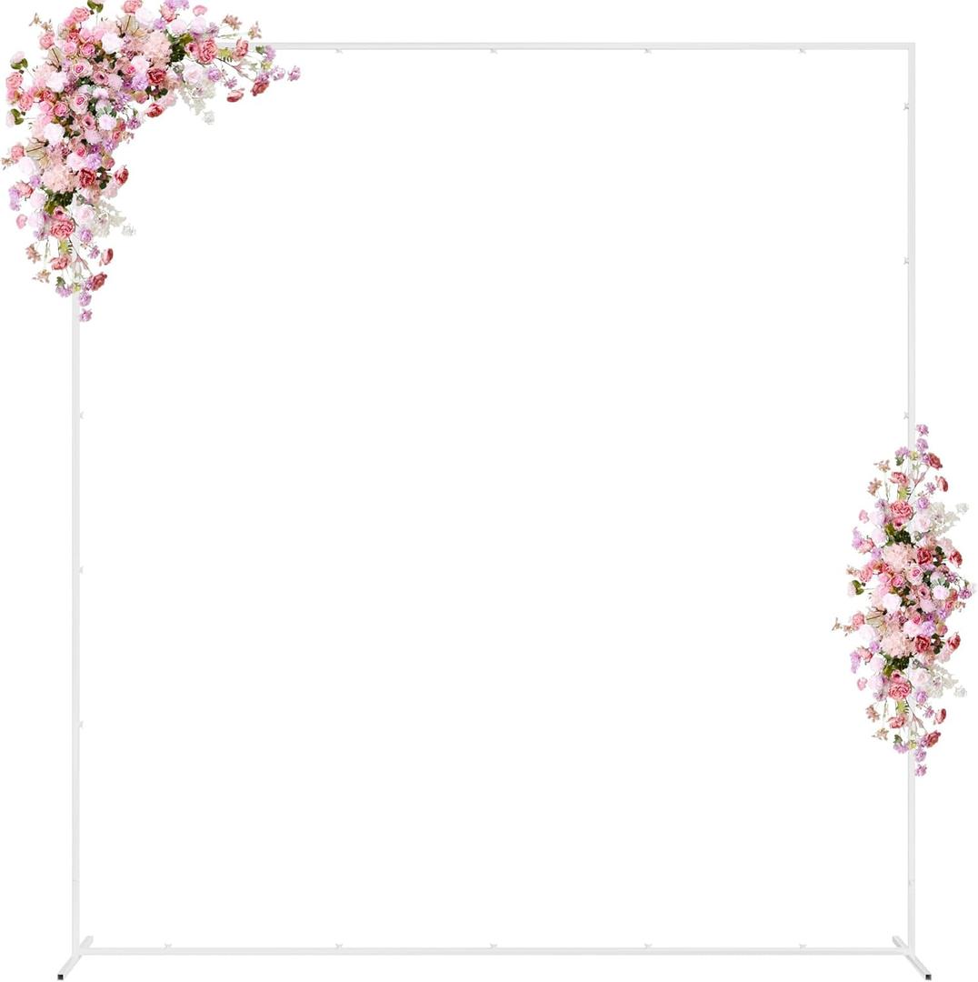 Wokceer Wedding Arch Backdrop Stand Square 7.2 x 6.6 FT White Backdrop Stand Metal Balloon Arch Frame for Wedding Birthday Party Garden Arbor Anniversary Event Decor