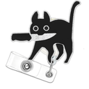 Funny Black Cat with Knife Badge Reel - Cute & Chaotic Kitten Retractable ID Holder with 360 Swivel Clip - Pediatric Friendly Nurse Accessories, Vet Tech RN CNA Gift for Student Teacher