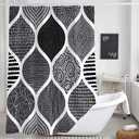 JAWO Black and White Shower Curtain for Bathroom, Bohemian Chic Geometric Pattern Modern Paisley Fabric Shower Curtains Set, Abstract Bohemia Restroom Decor Accessories with Hooks 72X72Inches