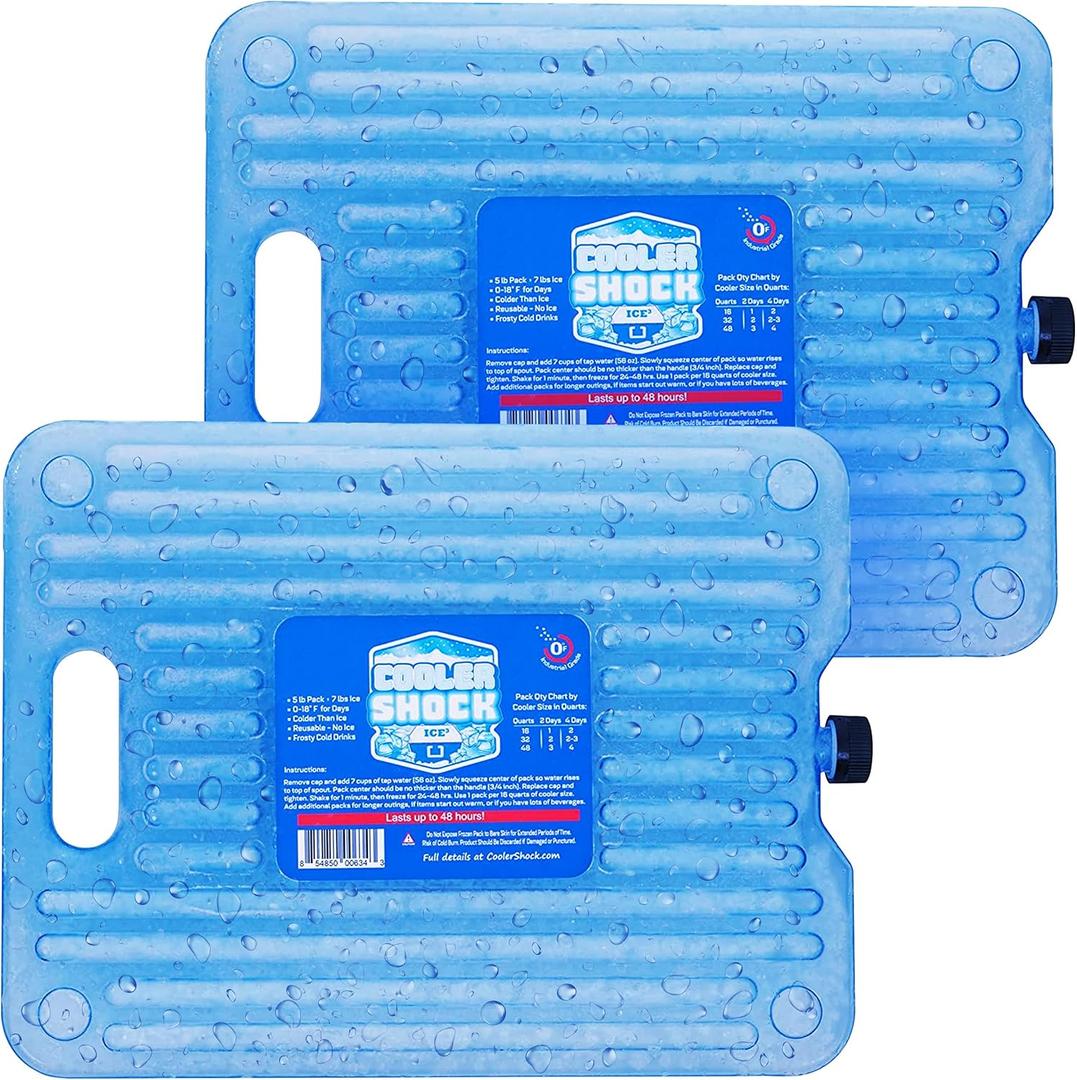Cooler Shock Ice Packs - Reusable, Premium, Large Pack and Lunch Set for Long Term Use - Cools Faster Than Ice - Cooler Accessories