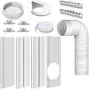 Portable Air Conditioner Window Kit with 5.9" Anti-clockwise Exhaust Hose, Mobile A/C Unit Window Vent Seal Kit with 4 Adjustable Seamless Seal Plates for Vertical/Horizontal Sliding Window