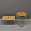 3 Pack Glass Jars and Acrylic Dryer Sheet Holder, Laundry Pods Container with Bamboo Lid and Measuring Cups for Laundry Room Organization, Powder Detergent Containers (White)