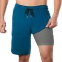 BRISIRA Mens Swim Trunks 9 Inch Inseam Board Shorts with Compression Liner Swimsuit Bathing Suit Quick Dry Cargo Pocket, 28 