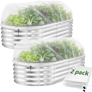 2 Pack Garden Netting for Raised Beds, 4 x 2 Ft Raised Bed Plant Covers for Garden Protection, Fine Mesh Bird Netting Pest Barrier Screen with Drawstring for Protecting Vegetables Fruits Crops