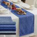 6 Pcs 72 x 13'' Blue Jean Baby Shower Table Runner Denim Baby Shower Decorations Washable Blue Denim Design Table Runner for Birthday Party Dining Kitchen Home Kitchen Decor