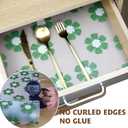 2 x Drawer and Shelf Liner for Kitchen Cabinet,Non-Adhesive Waterproof EVA Drawer Liner for Dresser & Bathroom Vanities with Cutting Tool(12 in X 10 Ft Green Chrysanthemum)