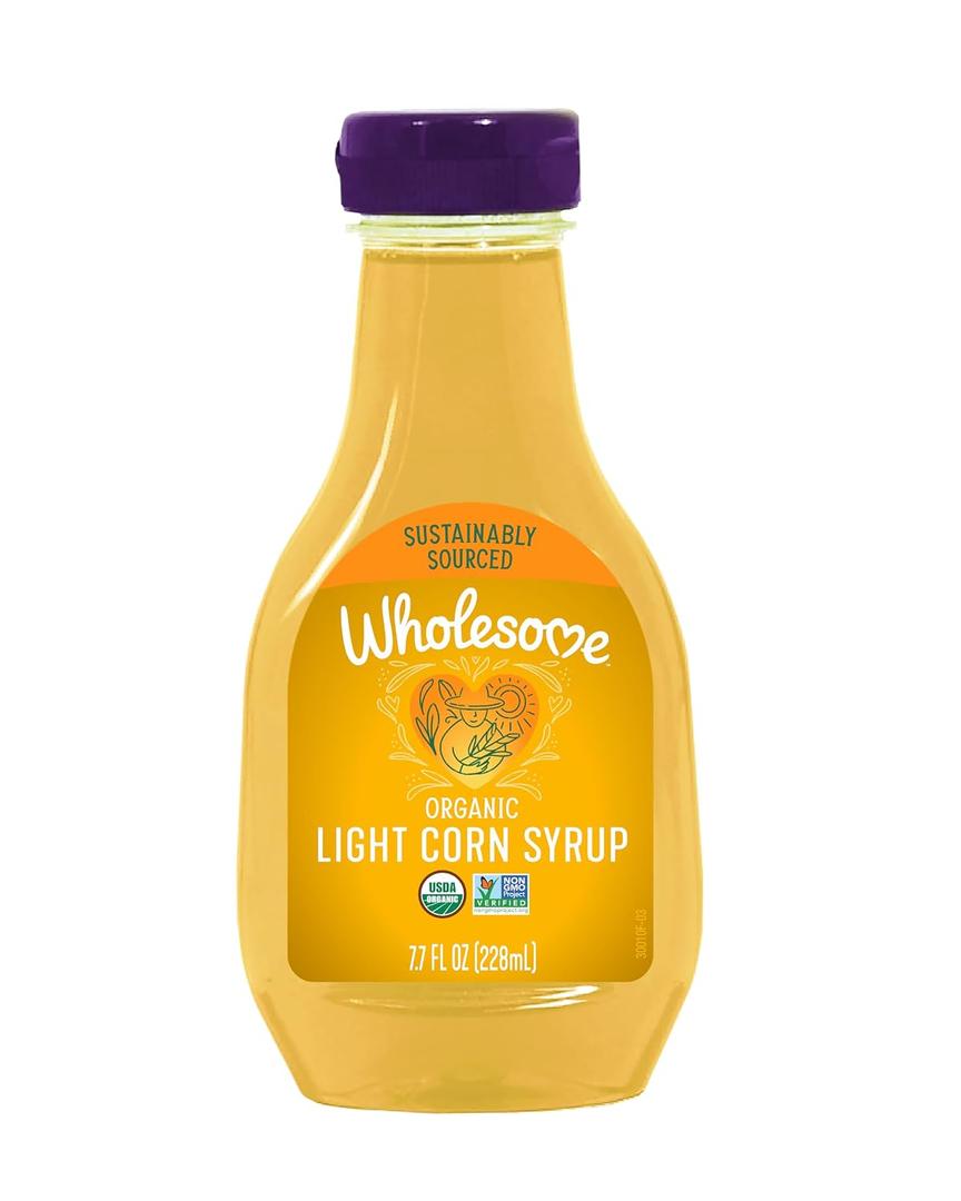 Wholesome Sweeteners 7.7-Ounce Organic Light Corn Syrup, Non GMO, Gluten Free & Vegan, for Baking and Glazing, 1 Pack (EXP 07/15/27)