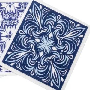 6 PCS Swedish Dishcloths for Kitchen, Reusable Paper Towels Washing Dishes Absorbent Fast Drying No Odor for Cleaning Home KitchenLife Art Patterns (Blue Art)