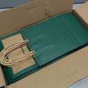 Bagmad 50 Pack 5.25x3.25x8 Inch Small Brown Paper Gift Bags with Handles Bulk, Kraft Paper Bags for Party Favors Grocery Retail Shopping Wedding Craft Cub Sacks (Green)