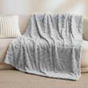 Bedsure Twin Blanket for Couch - Leaf Textured, Thick and Warm, Super Soft Boho Throw Blanket for Bed, Cute Small Fleece Gift for Women, Home Decor, Cloudy Grey, 60x80 Inches