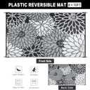 HUGEAR 8'x10' Outdoor Rug Waterproof Plastic Straw Rugs Large Black Reversible Floral Mat Floor Carpet for Camping RV Deck Entryance Porch Picnic Balcony Beach Backyard