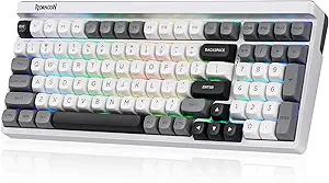Redragon K656 PRO 3-Mode Wireless RGB Gaming Keyboard, 100 Keys Mechanical Keyboard w/Hot-Swappable Socket, 3 Noise Dampening Layers, PBT Round Keycaps & Custom Linear Switch, Moondust Gray