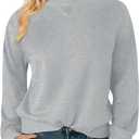 Elesomo Womens Sweatshirts Cotton Crew Neck Casual Long Sleeve Pullover Tops (Gray, XL)
