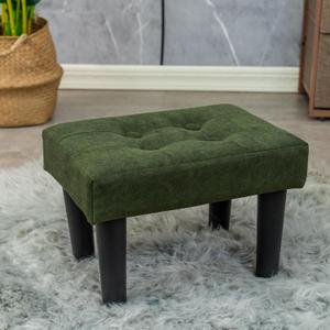 CAROLMADE Ottoman Foot Rest, Suede Small Ottoman Foot Stool with Legs Modern Footstool Ottomans for Living Room Entryway Office, Green