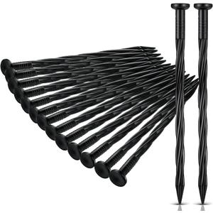 Jetec 150 Pcs Giant Skeleton Accessories Landscape Spikes Bulk Plastic Edging Nails Garden Spiral Landscape Edging Anchoring Spike for Halloween Inflatable Outdoor Decorations (Black,8 Inch)