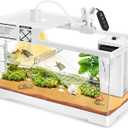 GOZILLA Aquatic Turtle Tank+Lamp+Filter Kit, Upgrade PC Turtle Tank Kit with Adjustable 360Lamp & Filter,Reptile Habitat Lid,Hanging Platform for Small Reptiles.(19.68 9.52 9.44''/Large-White)