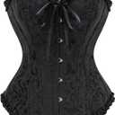 SZIVYSHI Corset Tops for Women, Bustier Shapewear Lingerie, Lace Waist Push Up Bodysuit (Large, Black)