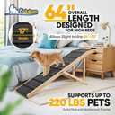 Dog Ramp for Bed, 64" Long Foldable Pet Ramp for Small Large Dogs, Dog Ramps for High Beds Car, High Traction with Platform 6 Adjustable Heights 24" to 30" Up to 220LBS Black (64"X 17inch)