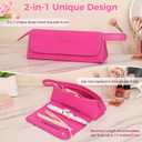 JKAOO Hair Tools Travel Bag and Heat Resistant Mat, 2 in 1 Portable Organizer Hair Travel Case for Curling Iron, Hair Straightener, Flat Irons, PU Hangable Handle, Neoprene (Vibrant RoseRed)