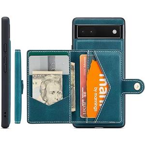 HXY Phone Cases for Google Pixel 6A, Detachable Magnetic Wallet Credit Card Cash Slot Case Cover Support Wireless Charging Functional Kickstand Compatible with Google Pixel 6A (Blue)
