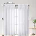 OWENIE Bob White Curtains 84 Inch Length 2 Panels Set for Living Room Bedroom, Light Filtering Rod Pocket Faux Linen Textured Curtain Drapes 84 inches Long, 2 Pcs Each 40Wx84L Inch, White