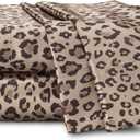 Martex Elegance 4-Piece Satin Sheets Set - Full Size, Leopard Print, Luxury Hotel Quality, Silky Soft & Smooth, Great for Hair & Skin (Brown)