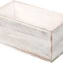 Rustic White Washed Wood Mail Box Storage Holder File Organizer Tabletop Wooden Basket Letter Script Design Envelope Folder Decorative Container Desk Home Office Entryway Bedroom Living Room