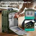 Joyway 20 Inch Carry on Luggage with Aluminium Frame and Front Pocket, PC Hardshell Suitcase with USB Port and Cup Holder, 21.5x14.2x9 Airline Approved Luggage with Spinner Wheel, TSA Lock(Dark Green)