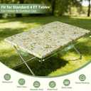 Rectangle Picnic Table Cloth, Elastic Waterproof Fitted Vinyl Tablecloths for 4 Foot Tables, Wipeable Flannel Backed Table Covers for Dining, Camping, Outdoor(Leaves,24"x48")