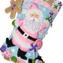 Bucilla Felt Applique 18" Stocking Making Kit, Lollipop Santa, Perfect for Holiday DIY Arts and Crafts, 89705E