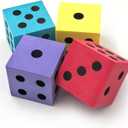 Deke Home - Foam Dice Set (Pack of 4), Big Dice for Classroom & Home Schooling, Assorted Bright Colors, Large 1.96 in, Lightweight, Quiet Play Toy, Math Games, Classrooms, Non-Toxic Materials