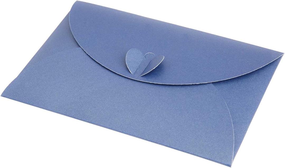 2 x 20 Pcs Gift Card Envelopes with Heart Shaped Clasp, Cute Medium Envelopes (6.1 x 4.1 inch) Perfect for Gift Cards, Love Letters, Wedding Greeting Party, Parties and Favors, Dark Blue
