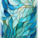 iPhone Air Case Cute - Wireless Charging Compatible - Dual-Layer Hard Shell + Silicone Cover - Shockproof Protective Phone Case for iPhone 17 Air - Blue Leaves Flower