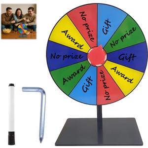 Spinning Prize Wheel - 8'' Color Prize Wheel with Stand, 10 Slots Table Spinner for Carnivals and Home Gamess,Trade Shows