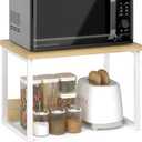 MARTY Kitchen Countertop Organizer Cabinet Shelf, 17x12.4 Large Spice Racks Counter Shelf Microwave Oven Rack Desktop Storage Organization for Kitchen, Office, Metal & Wood, Maple