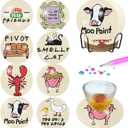 8 Pcs Diamond Painting Coasters- 5D Friends Diamond Painting Coasters Kits，DIY Diamond Art Coasters with Holder Non Slip Coaster Crystal Sticky for Tabletop Protection and Gifts （3.94x3.94Inch)