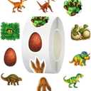 500 Pieces 1-Inch 10 Patterns Dinosaur Stickers Self Adhesive Seals for Water Bottle Laptop Craft Luggage Skateboard Scrapbooking Multi Decors