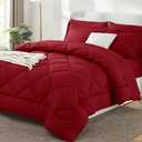 CozyLux King Size Comforter Set Dark Red - 7 Pieces Bed in a Bag King, Luxury Soft Bed Set for All Seasons, Bedding Set with Down Alternative Comforter, Sheets, Pillowcases & Shams 102x90 King