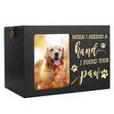 Pet Memorial Urns for Dog or Cat Ashes, Large Wooden Funeral Cremation Urns with Photo Frame, Memorial Keepsake Memory Box with Black Flannel as Lining, Loss Pet Memorial Remembrance Gift