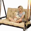 Porch Replacement Swing Cushions for Outdoor: 2-3 Seater Garden Waterproof Patio Bench Cushion with Ties - 4" Thick Swing Chair Cushion for Backyard Furniture Loveseat