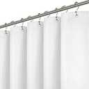 LiBa Waffle Weave Fabric White Shower Curtain, 72 W x 72 H Water Repellent & Heavyweight, Hotel Quality & Cloth Linen Shower Curtains Set and for Bathroom
