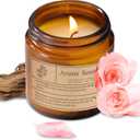 Organic Sandalwood Rose Candles - Non Toxic Soy Candles for Home, Stress Relief & Meditation (7oz) (1 Pack)