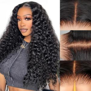 Glueless Wigs Human Hair Pre Plucked Pre Cut 5X5 Deep Wave Lace Front Wigs Human Hair for Women 30 Inch Hd Lace Frontal Natural Hairline Wear and Go 180% Density