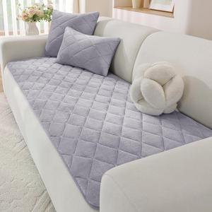 Fuzzy Pet Couch Covers for Dogs Washable, Non Slip Couch Covers for 3 Cushion Sofa Pet Friendly, Thick Soft Sofa Slipcovers, Dog Couch Cover Protector Couches Mat (27.6" x 83", Light Grey)