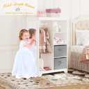 UTEX Kids Dress Up Storage with Full Length Mirror, Kids Armoire with 2 Storage Bins, Opening Hanging Costume Closet Wardrobe, Pretend Storage Closet Armoire Dresser, 28" W x 14" D x 41" H